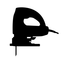 Electric jigsaw. Black silhouette of a power tool