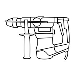 Perforator. Power tool. Line drawing 