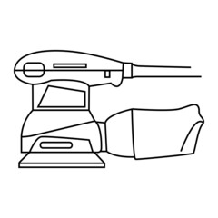 Eccentric Orbital Sander. Power tool. Line drawing