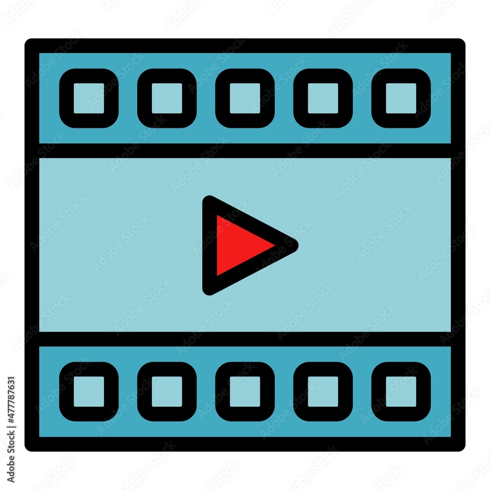 Poster video editor icon. outline video editor vector icon color flat isolated