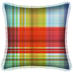 Cushion isolated with Checks and tartan Seamless repeat modern pattern with woven texture
