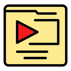 Video maker icon. Outline video maker vector icon color flat isolated