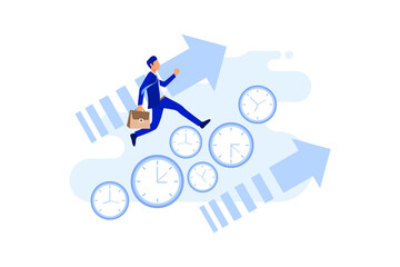 Faster than time. Push forward. flat modern design illustration 