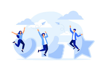 Obraz premium best performance, highest rating, vote, score five points. people leave feedback and comments that successful work is the highest score flat vector illustration 