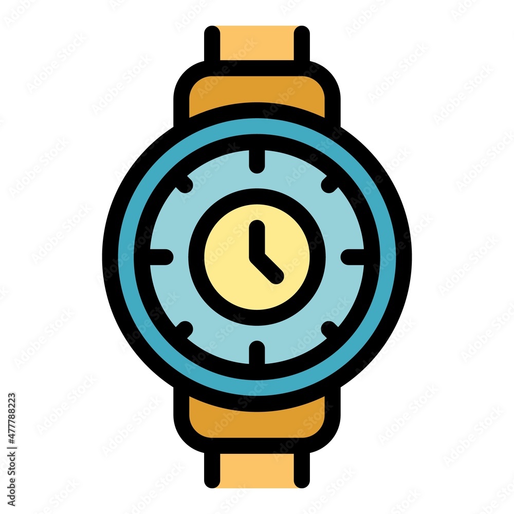 Poster hour time management icon. outline hour time management vector icon color flat isolated