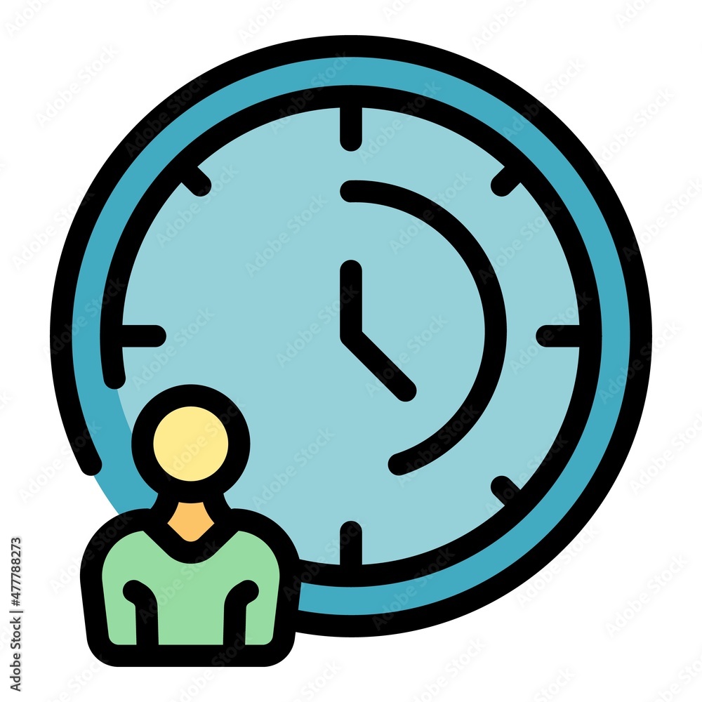 Sticker office time management icon. outline office time management vector icon color flat isolated - Stickers