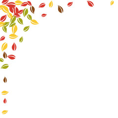 Falling autumn leaves. Red, yellow, green, brown c