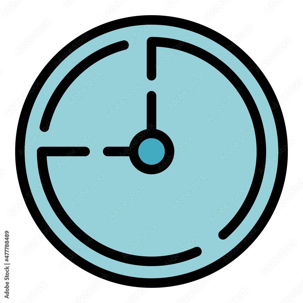 Poster start time management icon. outline start time management vector icon color flat isolated