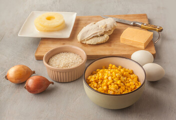 Ingredients for corn salad with pineapple