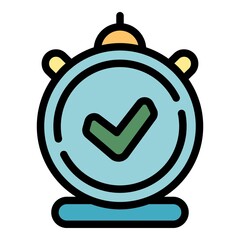 Approved time management icon. Outline Approved time management vector icon color flat isolated