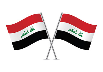 Iraq flags isolated on white background. Vector illustration.