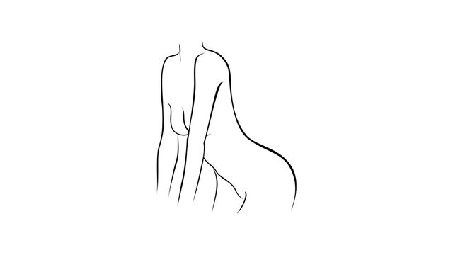 line art forms a woman's body that spreads like roots, great for the fields of beauty, health, lifestyle, fashion and more.line drawing female, back,  beauty, model, isolated, body, pose. using EPS 10