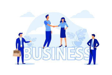 Co working space office interior with creative working people in public place workplace. Start up business. Young freelancers people working together. flat vector design illustration        