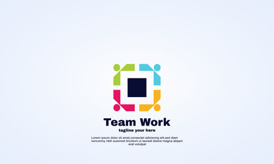 abstract idea unity people team work logo design template