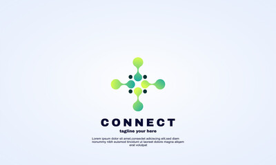 stock abstract Connection Technology Logo Flat Vector Logo Design Template Element illustrator