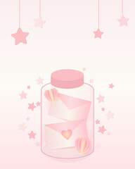 pastel paper heart with love template card for happy valentine day