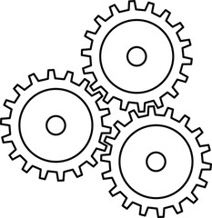 Three Gears outline icon. Settings vector concept line symbol