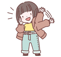 こっちだよと手を振って呼ぶ女性
