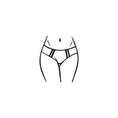 Bikini zone linear icon. Thin line illustration. Contour symbol. Vector isolated outline drawing. Editable stroke