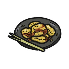 わらび粉で作られた和菓子、わらび餅のイラスト。