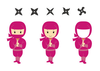 忍者と手裏剣のイラストセット