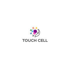 Modern flat colorful TOUCH CELL circle logo design