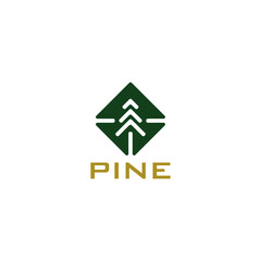Pine logo design with abstract home vector graphic