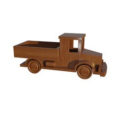 Modelo 3D de Caminh&atilde;o de madeira lateral