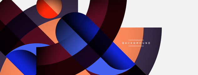 Fototapeta premium Geometric abstract background. Round shapes, circles, lines composition for wallpaper banner background or landing page
