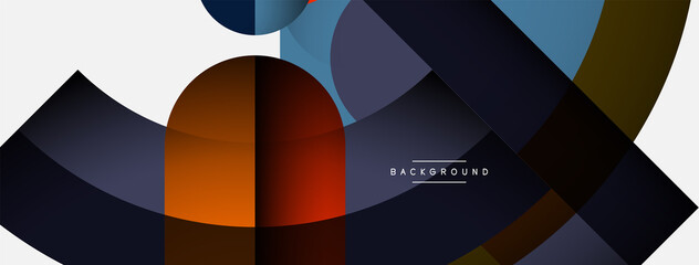 Geometric abstract background. Round shapes, circles, lines composition for wallpaper banner background or landing page