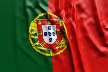 3D illustration of Portugal national developing flag. Country symbol.