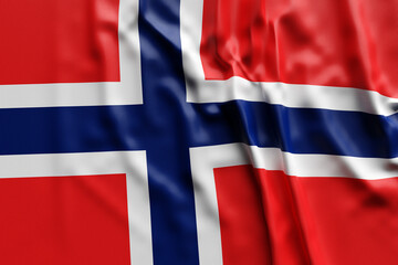 3D illustration of Norway national developing flag. Country symbol.