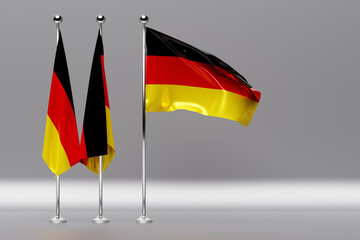 3D illustration of the national flag of Germany on a metal flagpole fluttering .Country symbol.