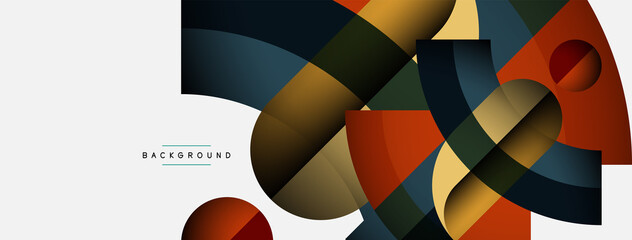 Geometric abstract background. Round shapes, circles, lines composition for wallpaper banner background or landing page