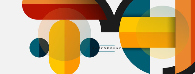 Geometric shapes composition abstract background. Circles lines and rectangles. Vector illustration for wallpaper banner background or landing page