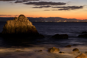 Fototapeta premium 夜明け前の志賀島 福岡県福岡市 Shikanoshima before dawn. Fukuoka-ken Fukuoka city