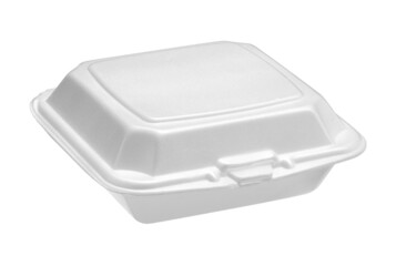 Styrofoam food box disposable (with clipping path) isolated on white background
