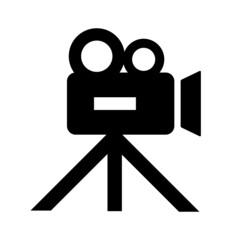 Movie camera icon. Cinema camera. Shooting camera. Logo vector image for graphic and web design.