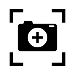 Obraz premium A camera icon inside a focus icon. Vector of target icon.