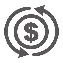 Rotating arrow and dollar icon. Vectors. Gray color.