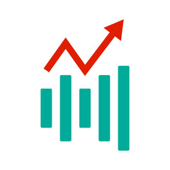 Obraz premium Red arrows and green bars. Vectors for sales, currency, investments, etc.