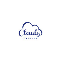 Cloud word mark logo design. The word mark is designed with script letters from the word cloud with an accent that forms the cloud.