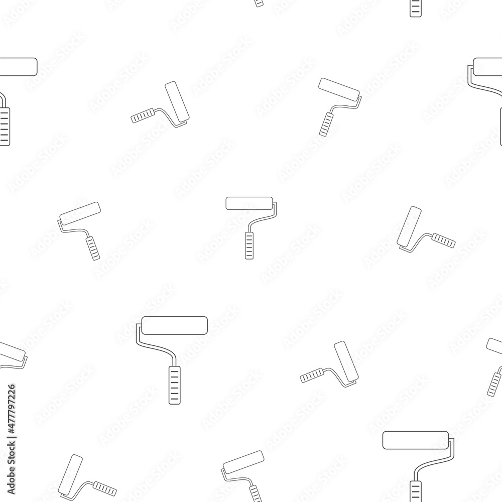 Wall mural Pattern of roller for painting works. Linear design. On a white background. Tools for any specialist. Flat vector illustration.