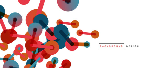 Abstract background. Round dots connected by lines. Trendy techno business template for wallpaper, banner, background or landing