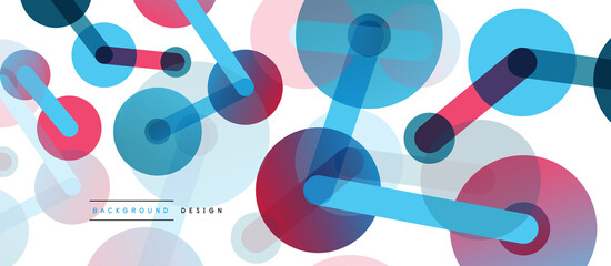Abstract background. Round dots connected by lines. Trendy techno business template for wallpaper, banner, background or landing