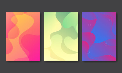 Naklejka na ściany i meble Set Design Cover Template with Colorful liquid effect. Modern background design. gradient color. Dynamic Waves. Fluid shapes composition. Fit for website, banners, wallpapers, brochure, posters
