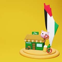 Fototapeta premium 3d rendering of halal and haram food and beverage culinary tourism in Palestine