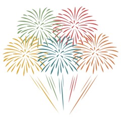 Fireworks vector illustration isolated. Fireworks display in celebration background.
