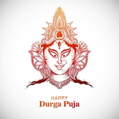Durga puja sketch celebration card background
