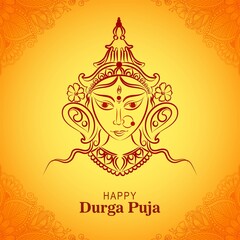 Artistic durga pooja face for indian festival card background